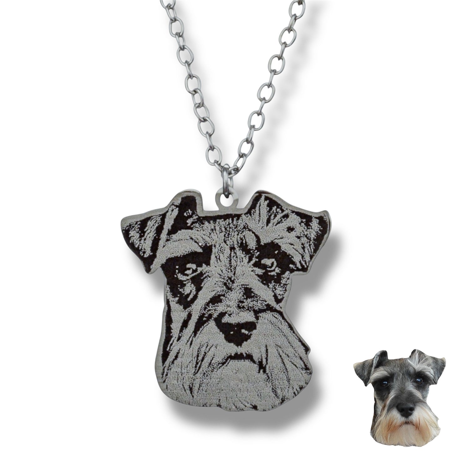 Collar silueta real de tu mascota - Rostro (Fotograbado vectorizado)