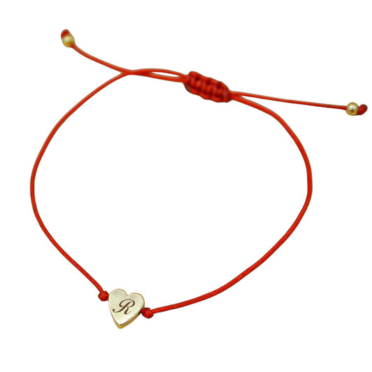 DĂșo de pulseras de hilo rojo personalizadas - CorazĂłn CH