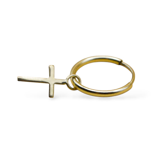 Arracada con dije cruz - Oro 10K