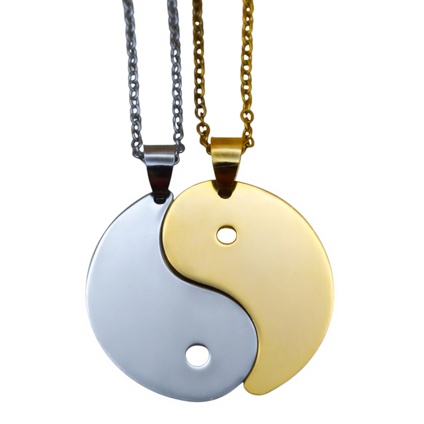 Dúo de collares o llaveros yin y yang