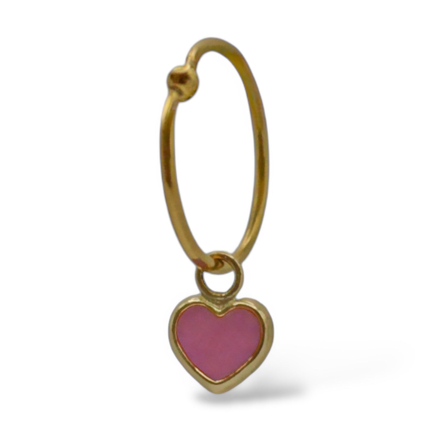Piercing corazón esmaltado rosa - Oro 10K