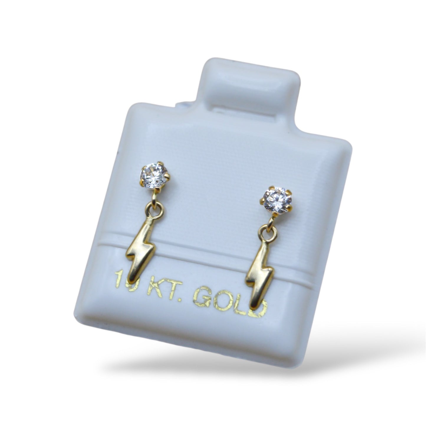 Broquel zirconia con rayo colgante - Oro 10K