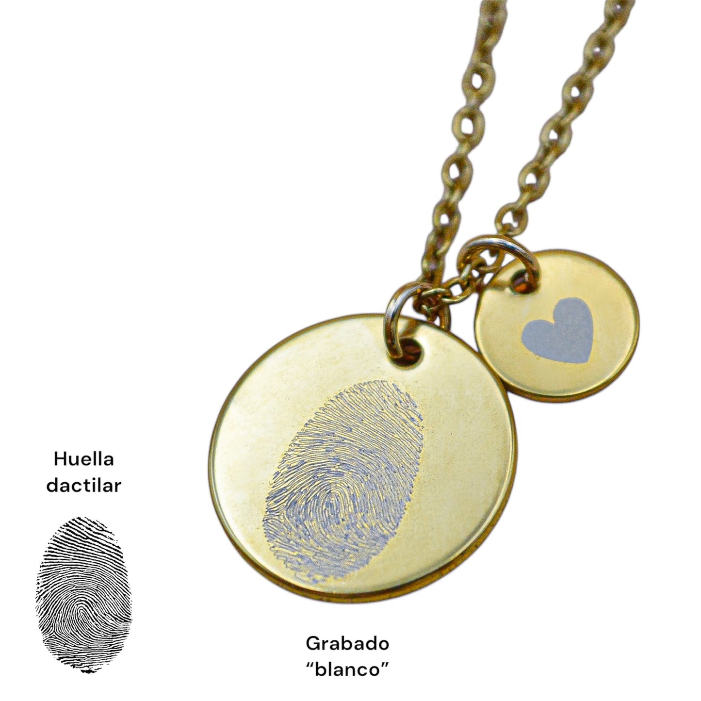 Collar o llavero personalizado corazón de huellas dactilares