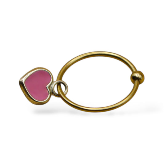 Piercing corazón esmaltado rosa - Oro 10K