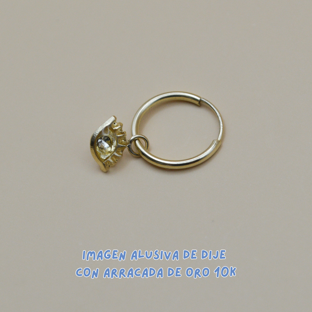 Dije ojito pestañas con zirconia natural - Oro 10K