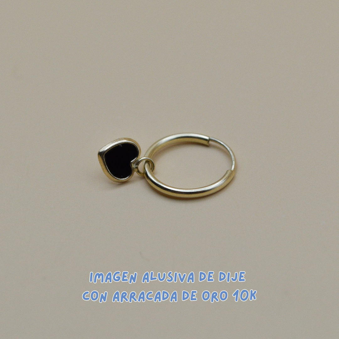 Dijes corazón esmaltado negro - Oro 10K