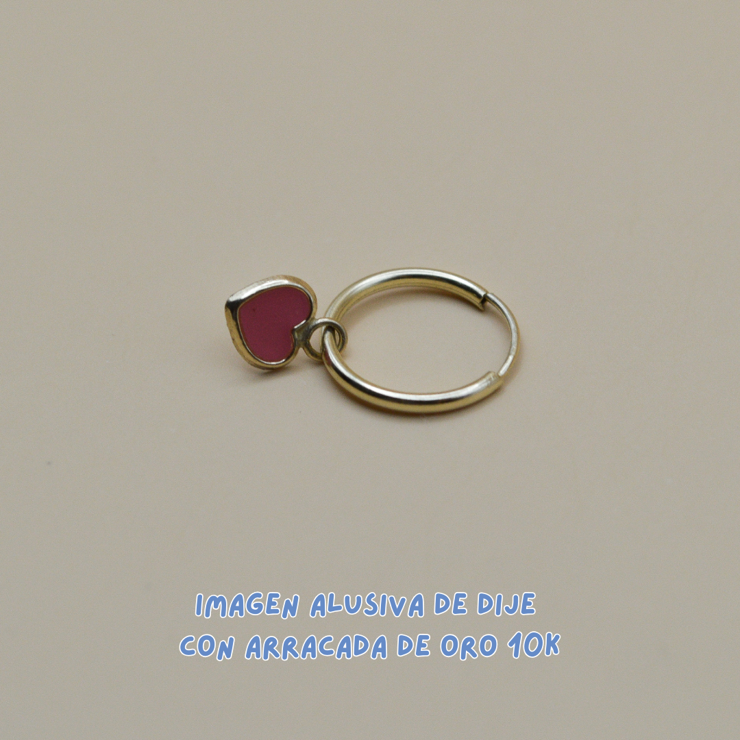 Dijes corazón esmaltado rosa - Oro 10K