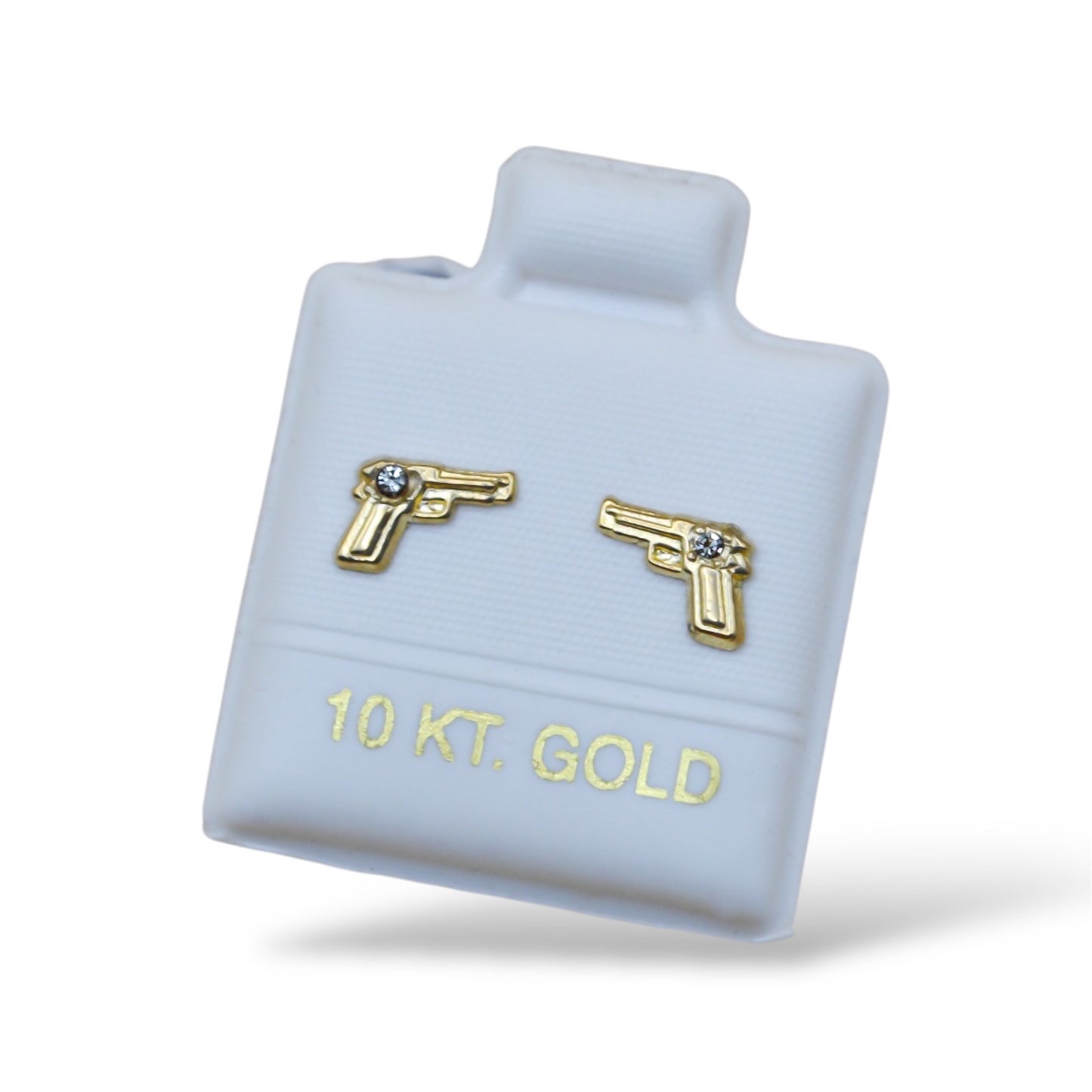 Broquel pistola zirconia mini - Oro 10K