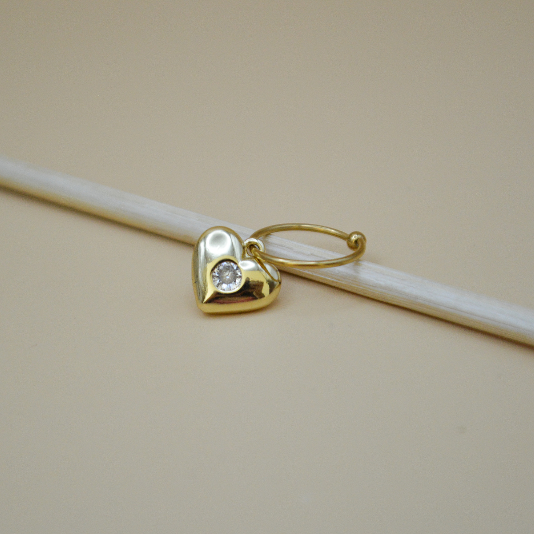 Piercing corazón grande zirconia al centro