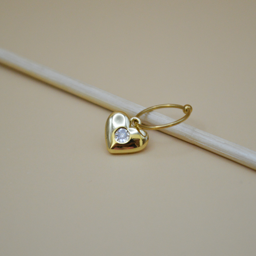 Piercing corazón grande zirconia al centro
