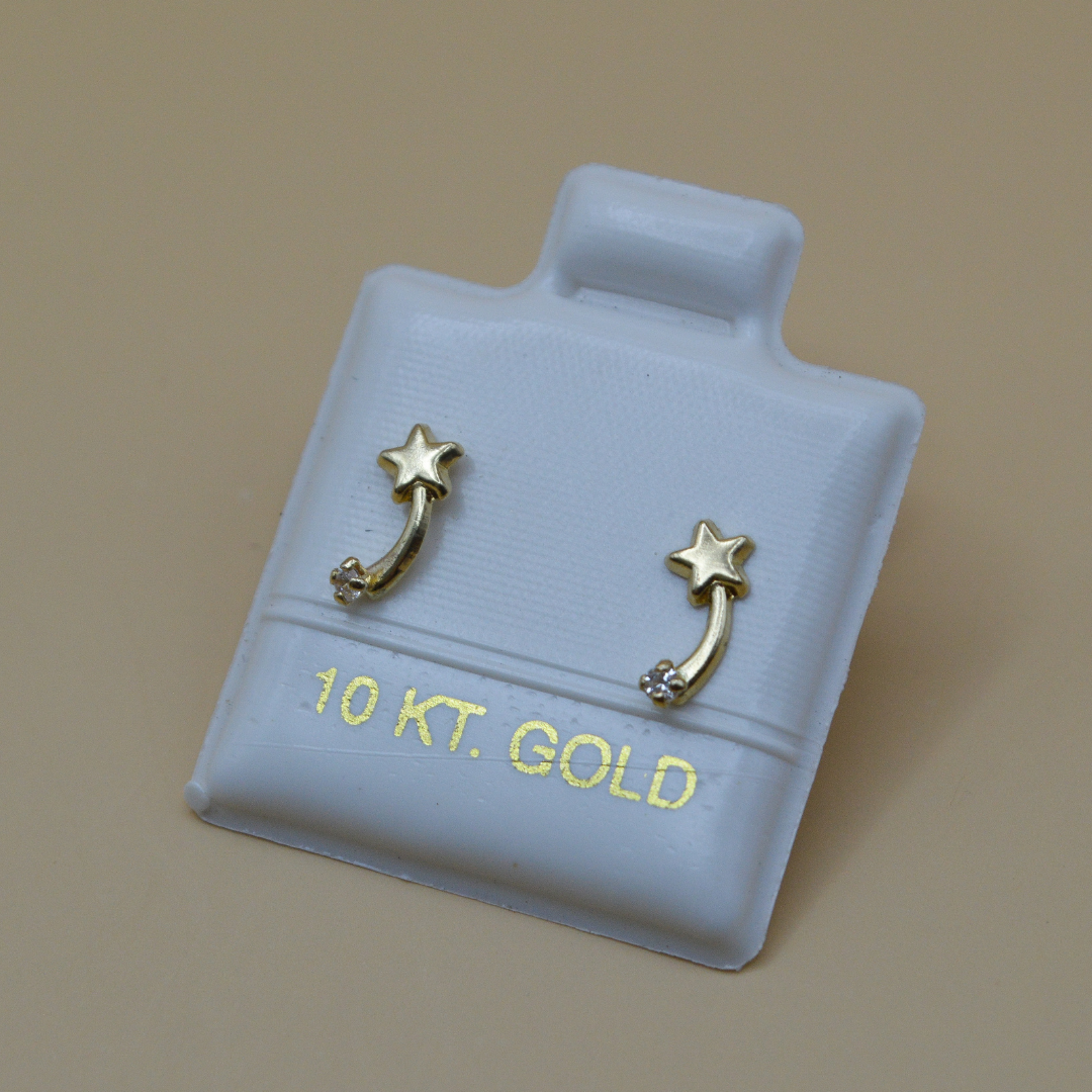 Broquel cometa zirconia mini - Oro 10K