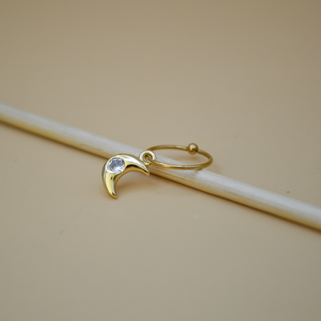Piercing luna mini zirconia al centro