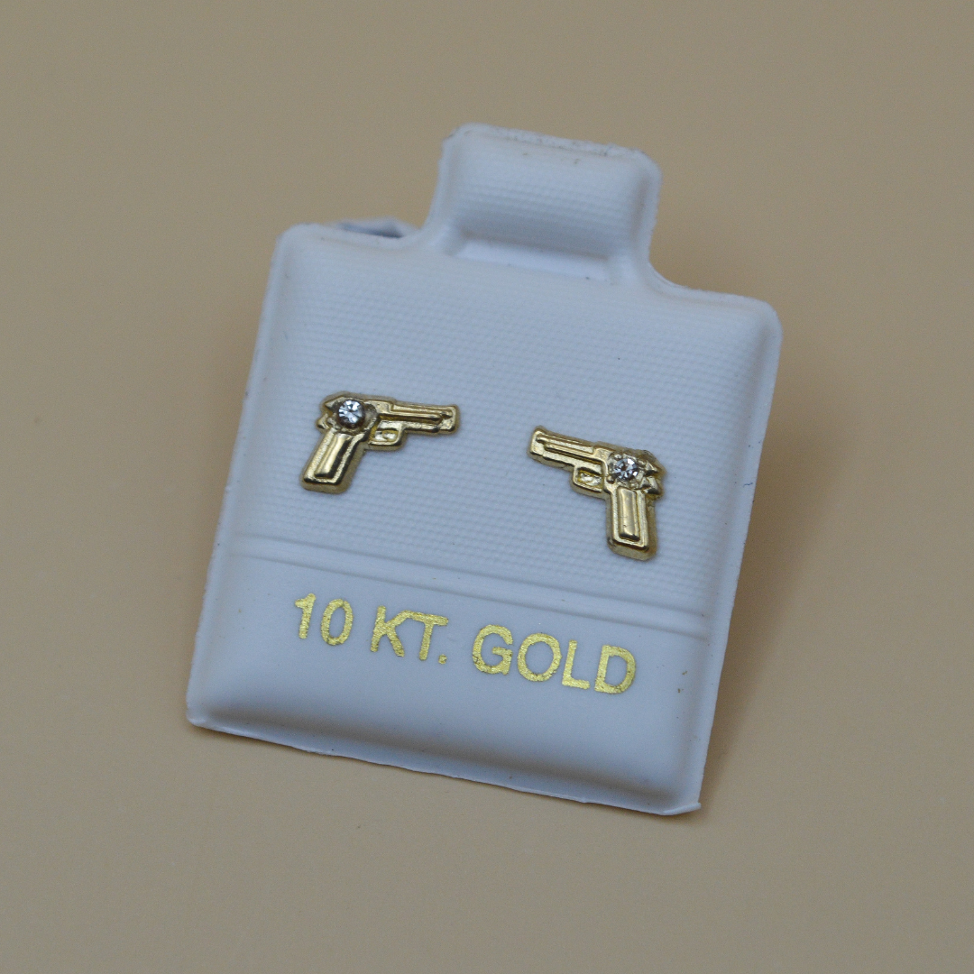 Broquel pistola zirconia mini - Oro 10K