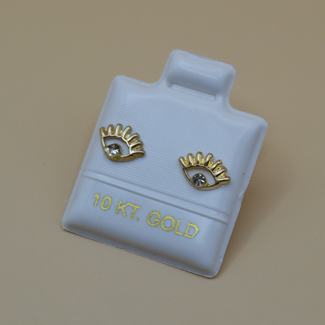 Broquel ojo contorno con zirconia - Oro 10K