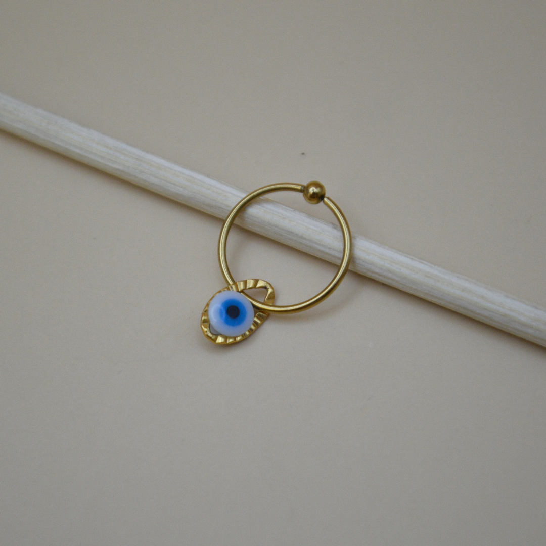 Piercing ojo turco azul/blanco ovalado