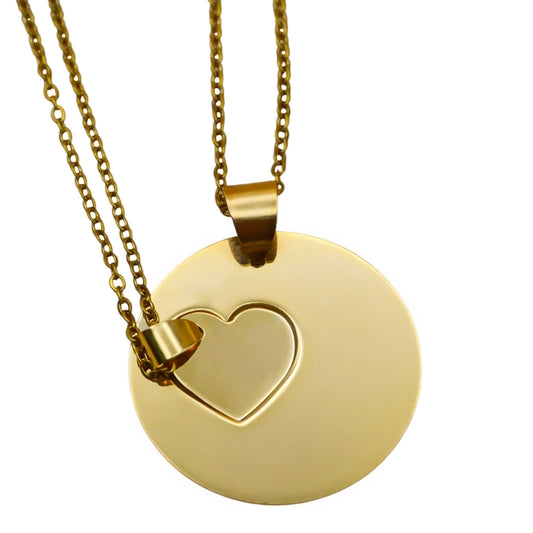 Dúo collares o llaveros de corazón circular y corazón mini