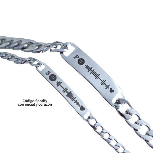 DĂșo de esclavas personalizadas Spotify - Acero inoxidable