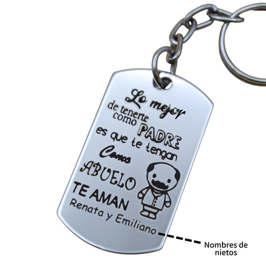 Llavero o collar personalizado rectangular para "abuelito"