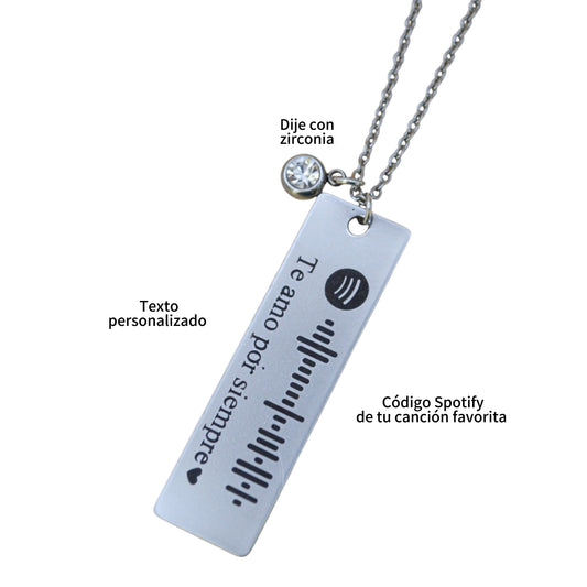 Llavero o collar barra personalizado Spotify acero inoxidable