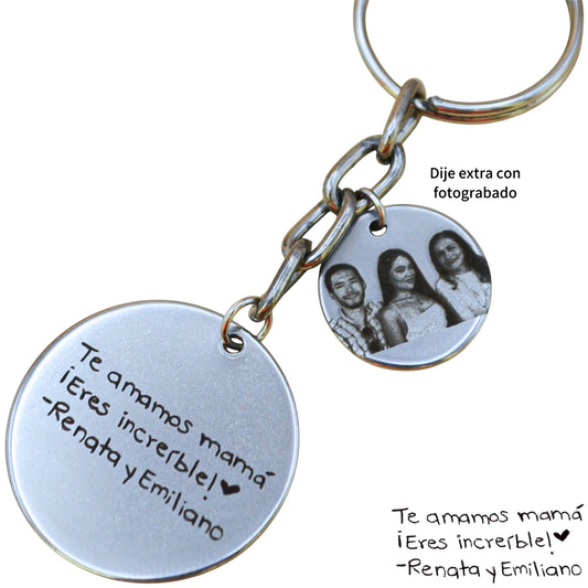 Collar o llavero circular personalizado con letra escrita a mano