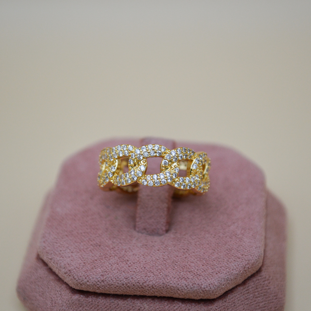 Anillo cadena zirconias