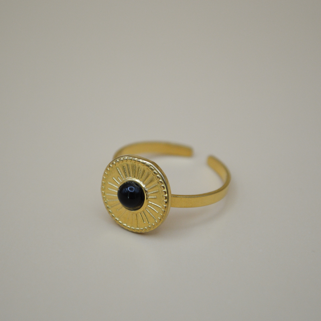 Anillo piedra negra ajustable