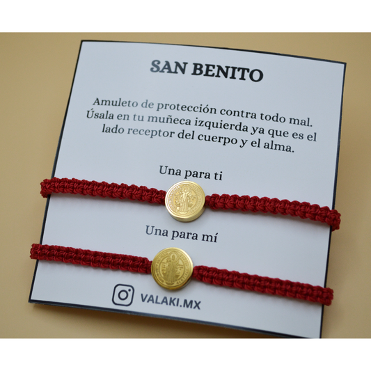 Pulsera San Benito acero inoxidable de hilo tejida gold