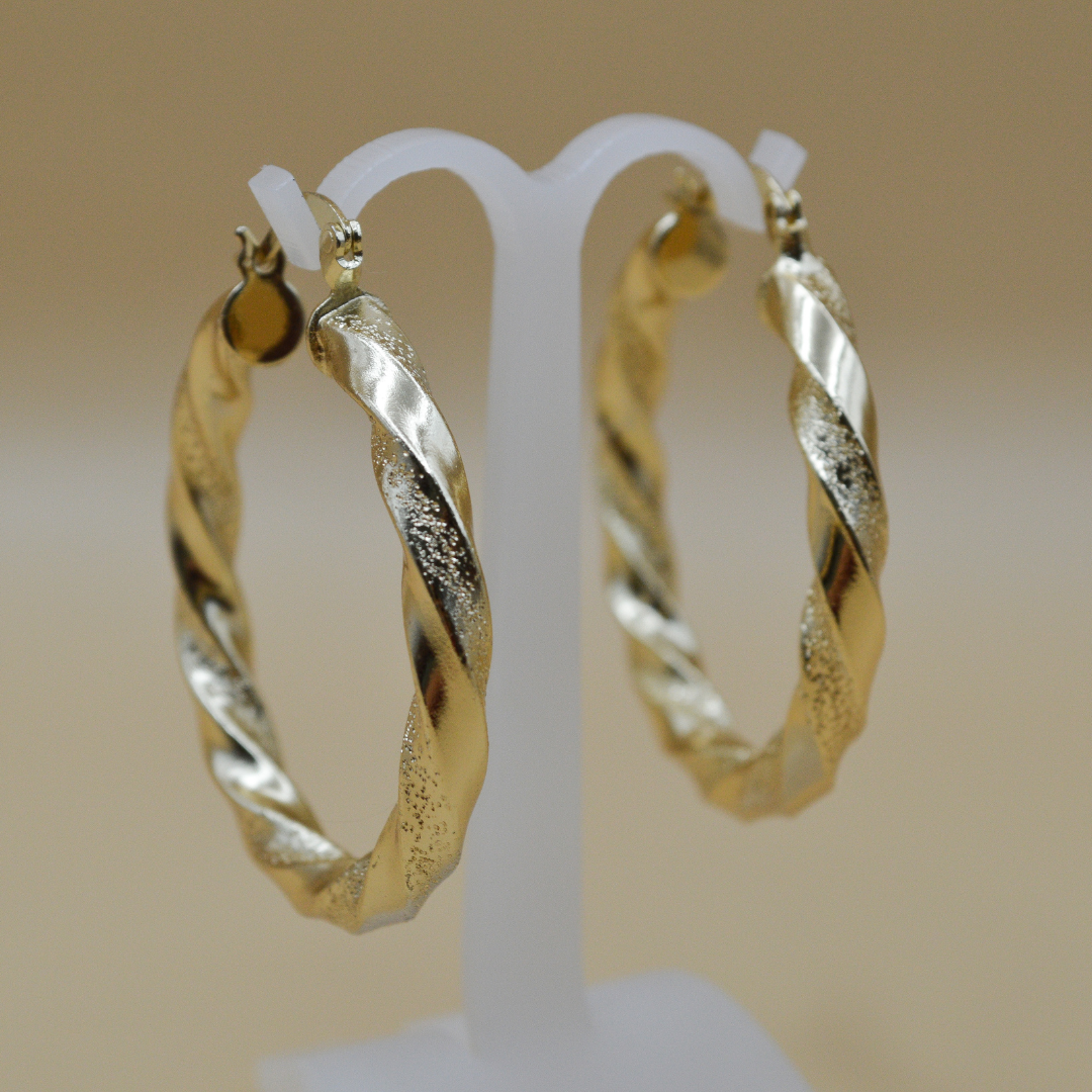 Arracadas espiral diamantadas gold