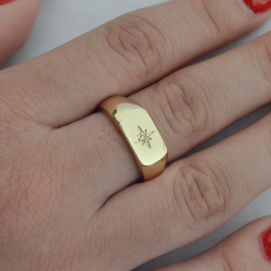 Anillo estrella zirconia ajustable