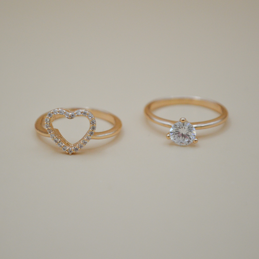 Dúo anillos corazón zirconias