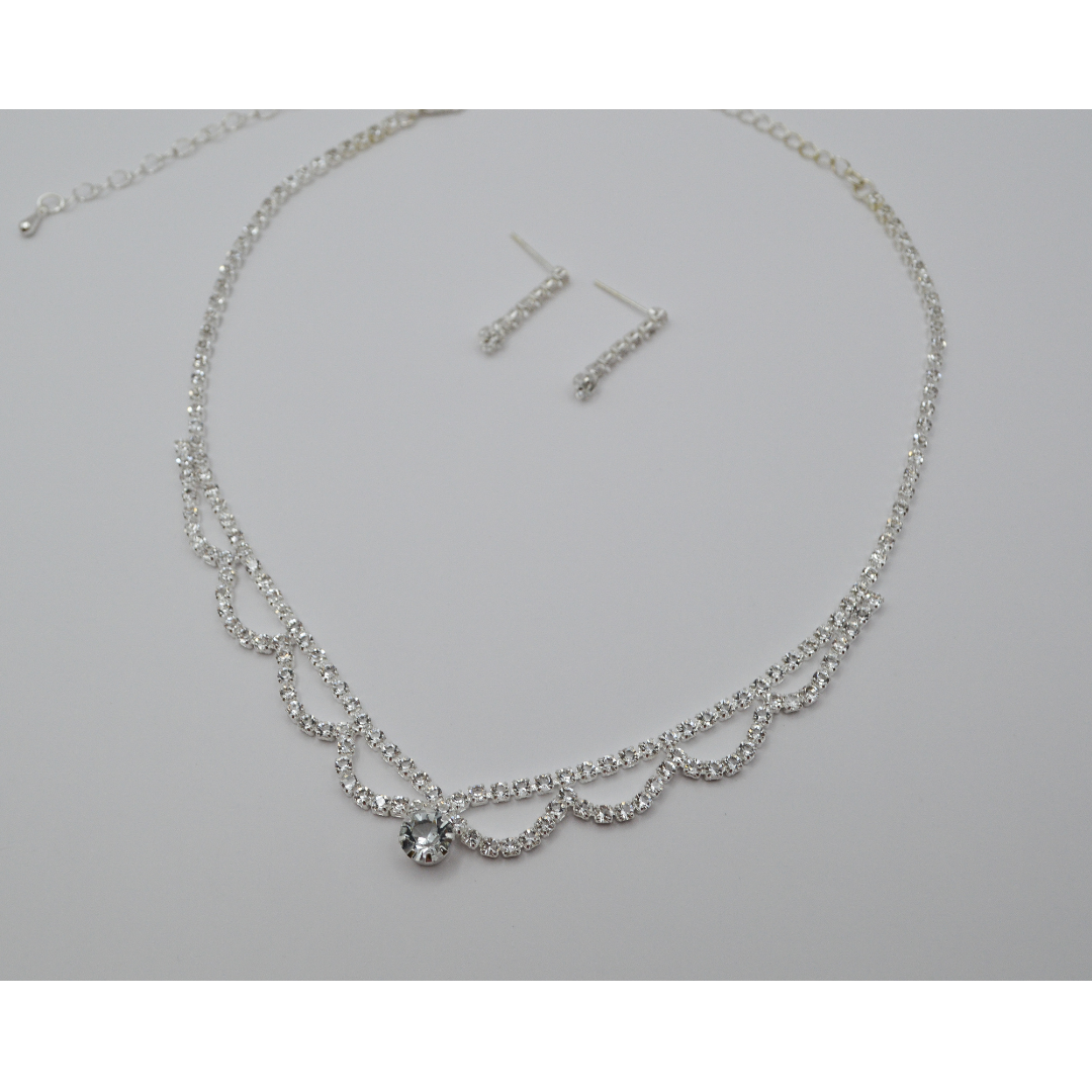 Juego zirconias nubes (collar y aretes)