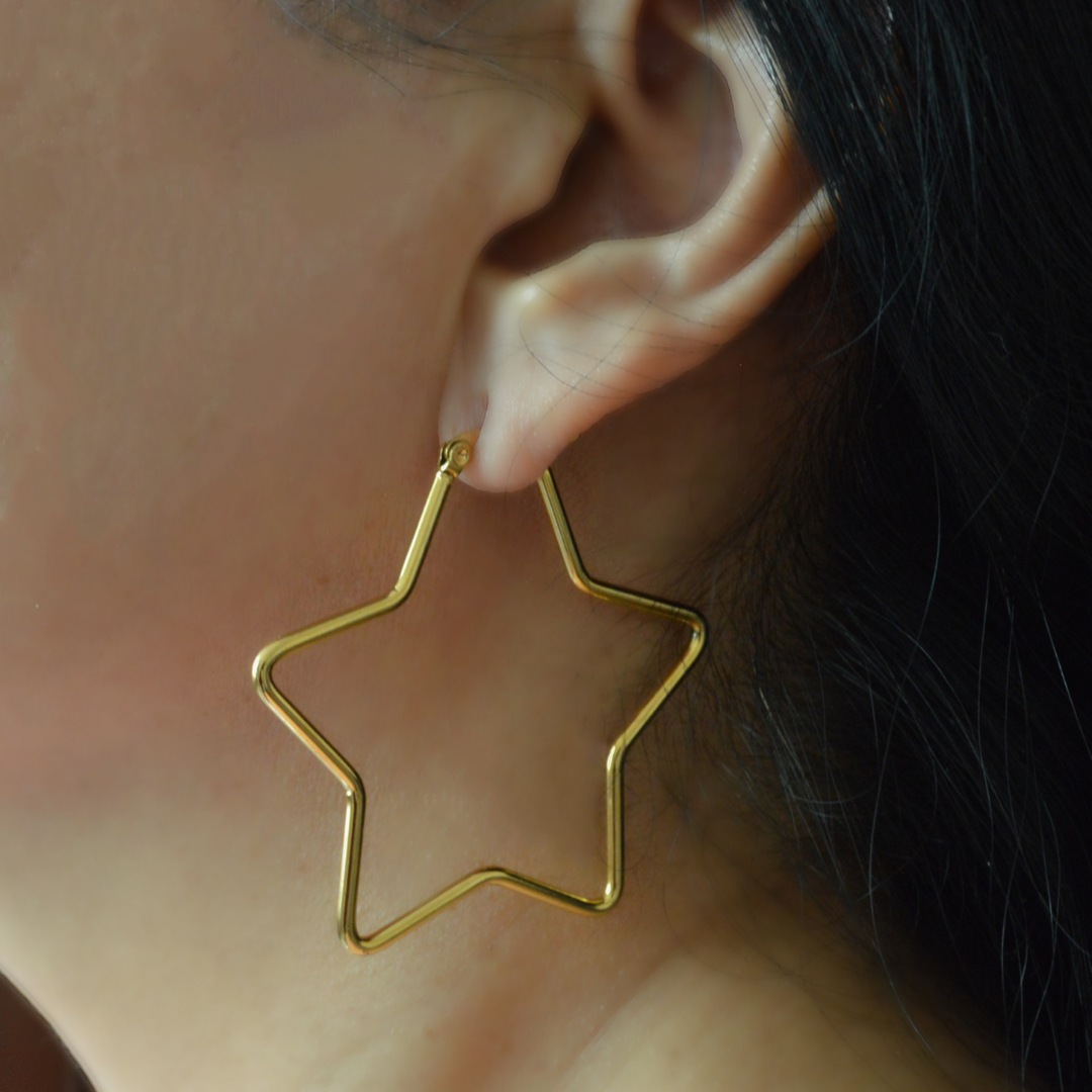 Arracadas de estrella XL acero inoxidable