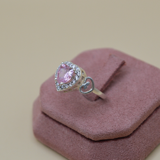 Anillo plata .925 corazón pink zirconias