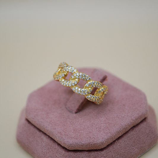 Anillo cadena zirconias