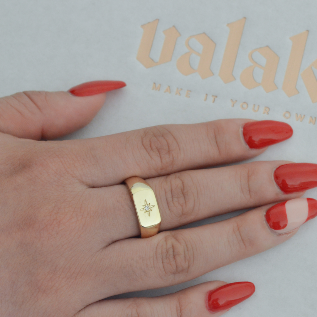 Anillo estrella zirconia ajustable