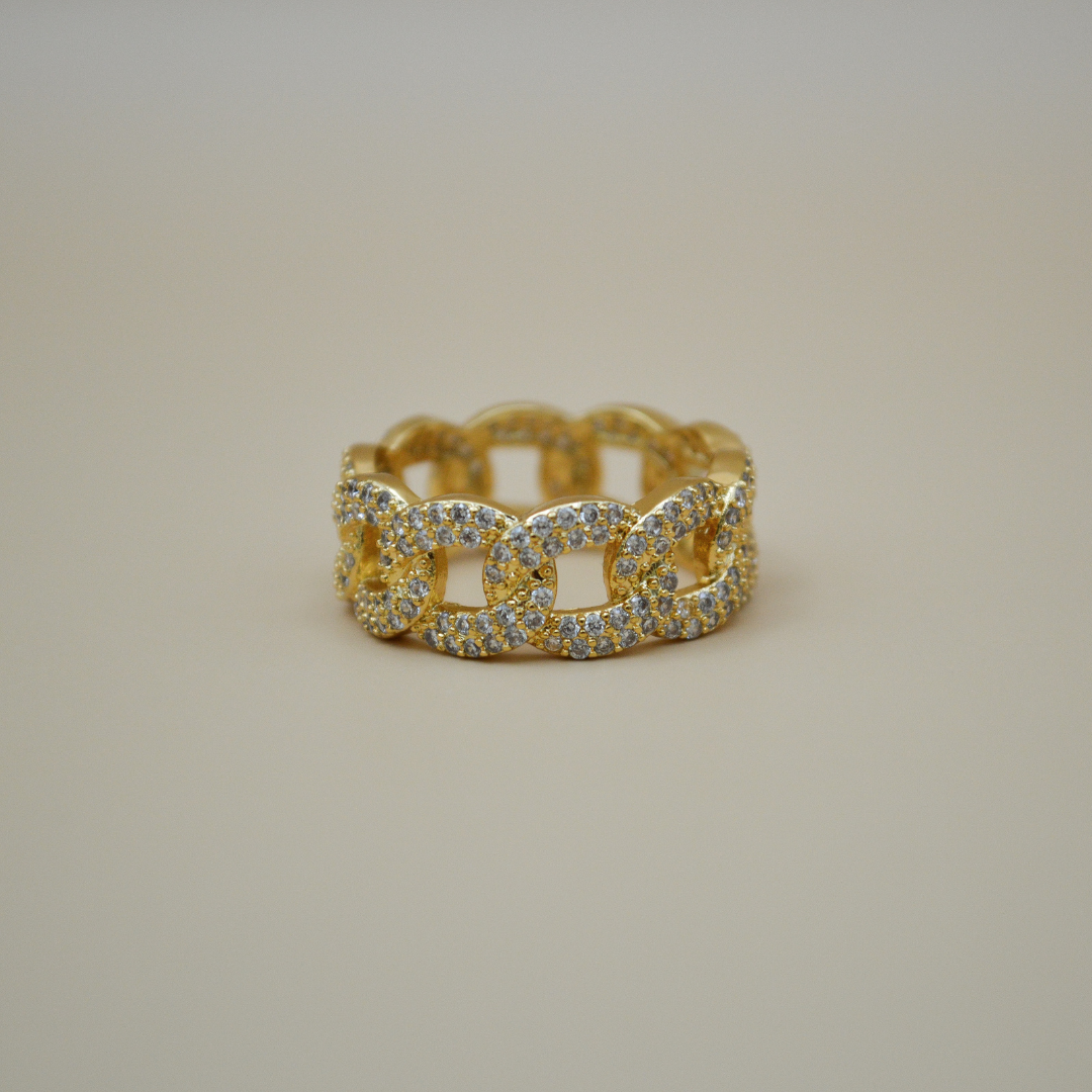 Anillo cadena zirconias