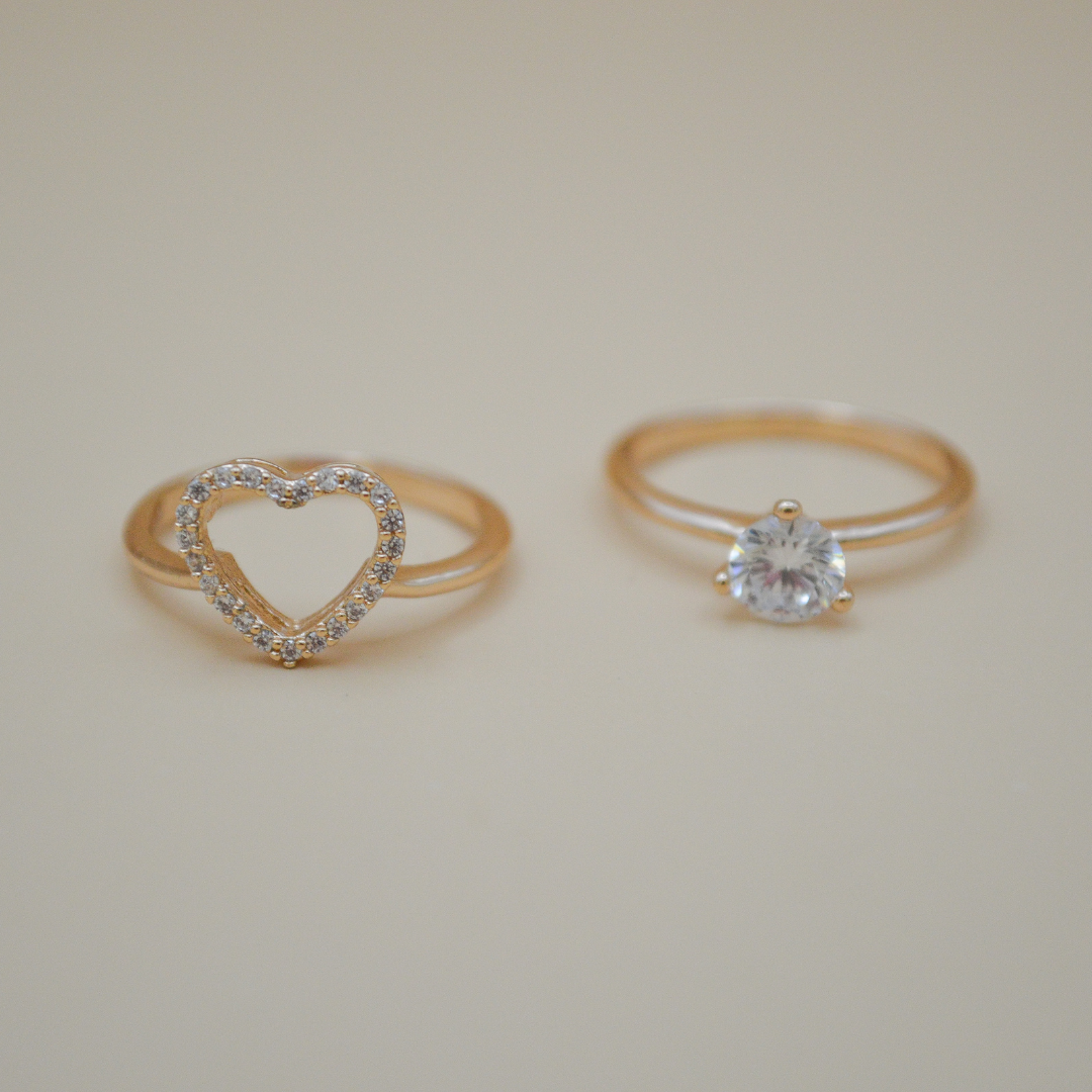 Dúo anillos corazón zirconias