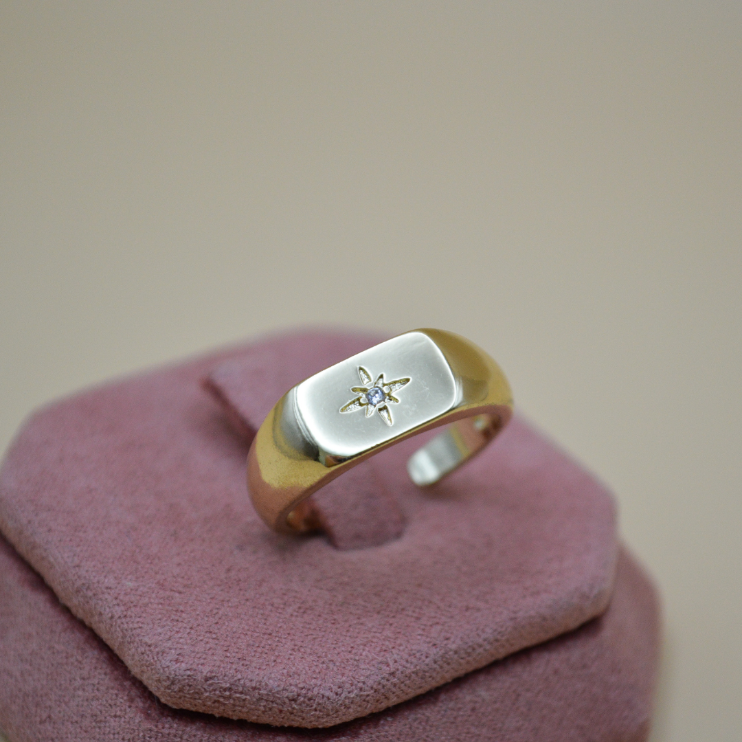 Anillo estrella zirconia ajustable