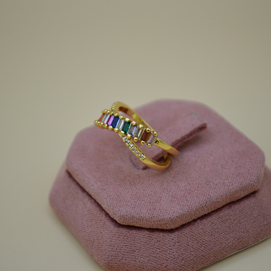 Anillo entrelazado zirconias colorful