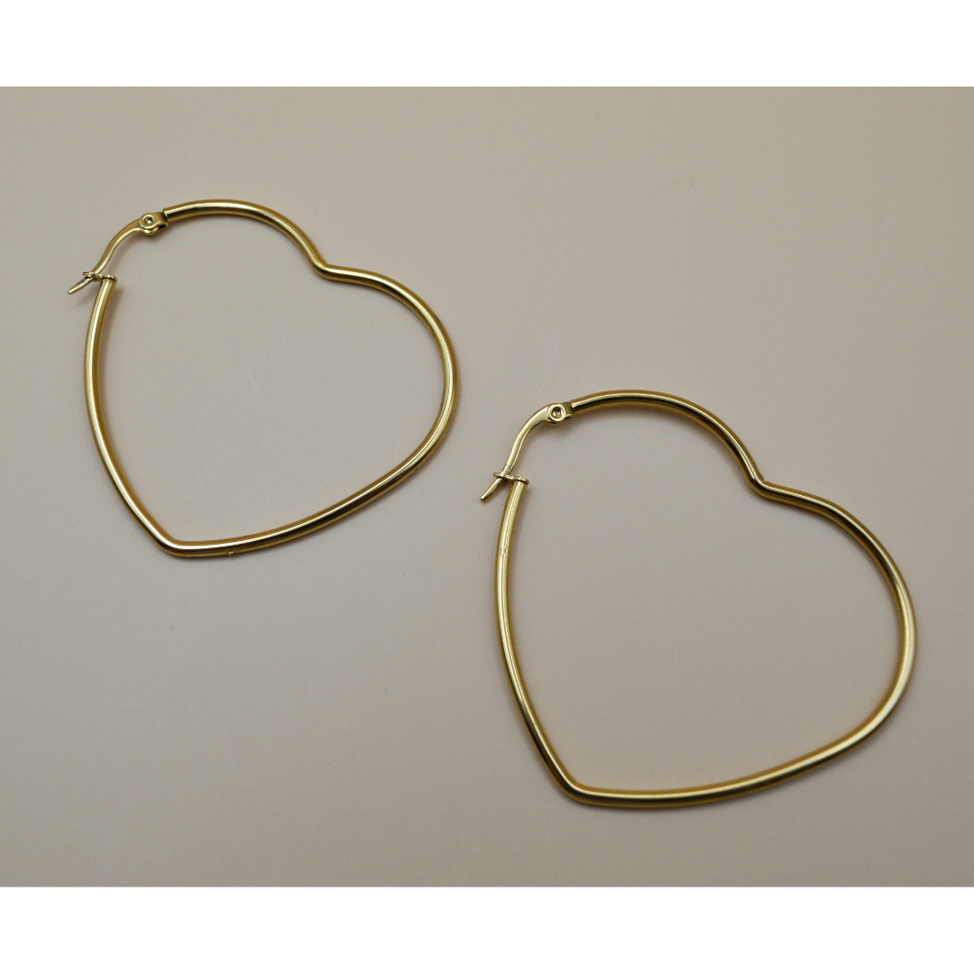 Arracadas de corazón XL acero inoxidable