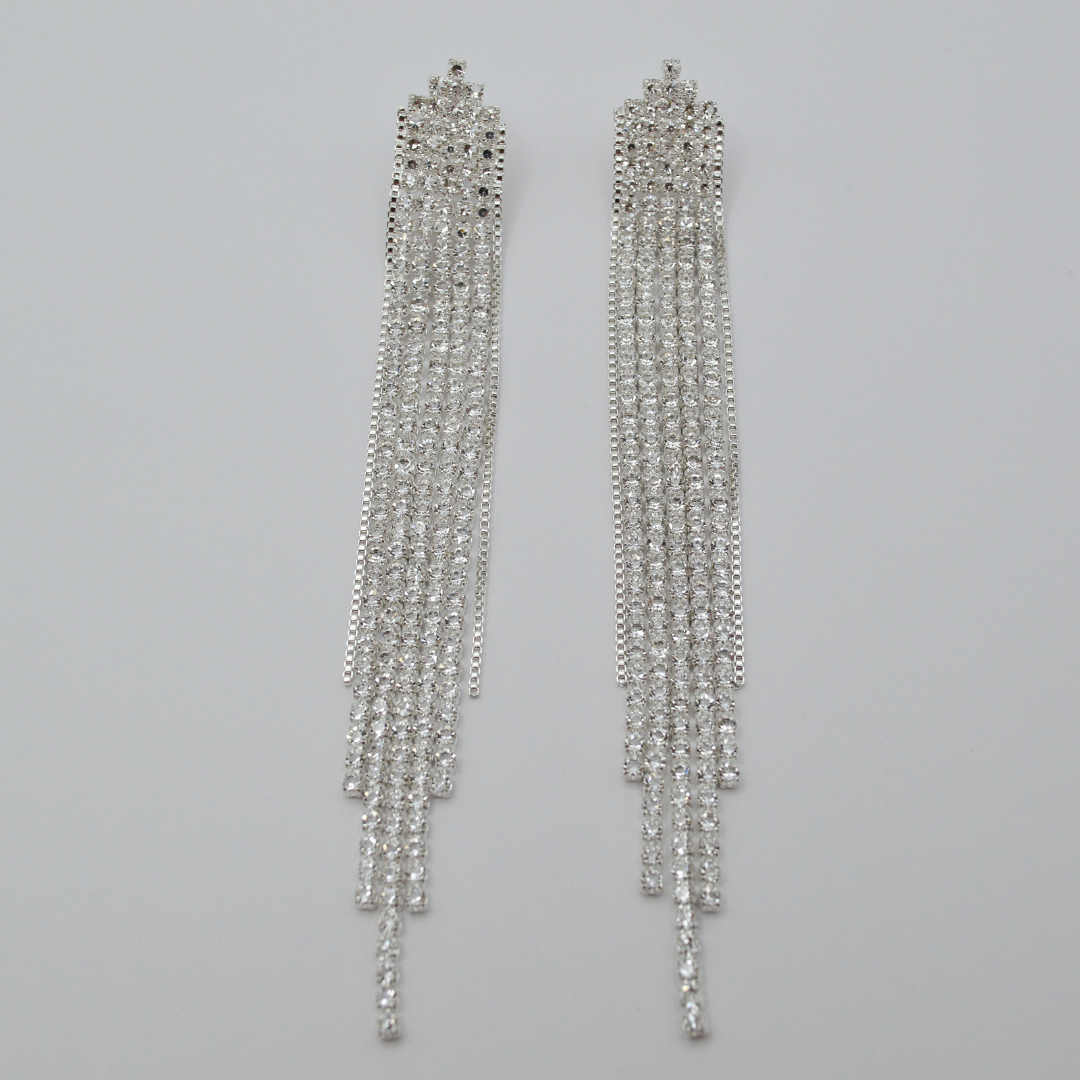 Aretes cascada zirconias silver