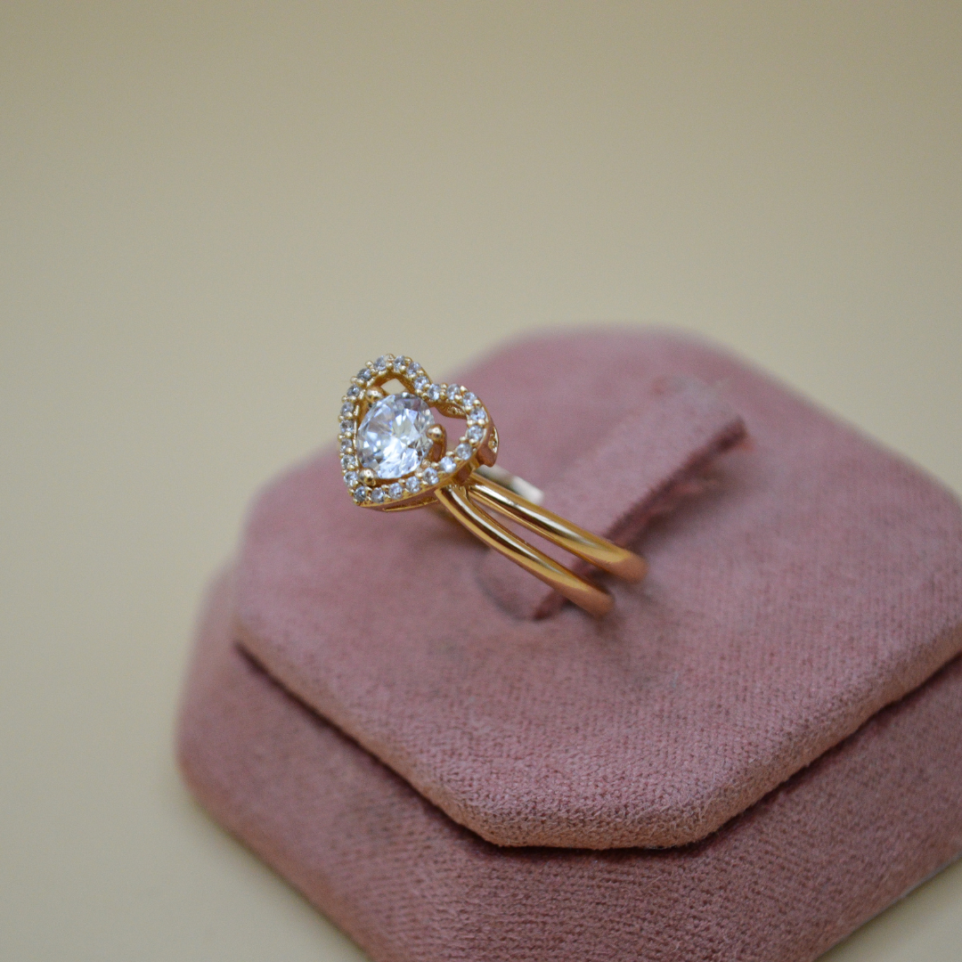 Dúo anillos corazón zirconias