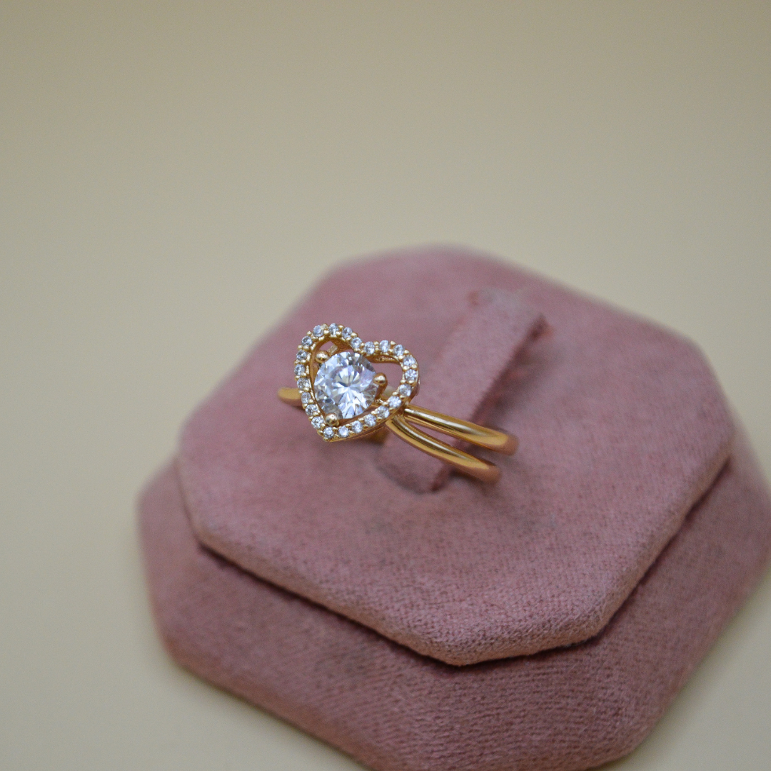 Dúo anillos corazón zirconias