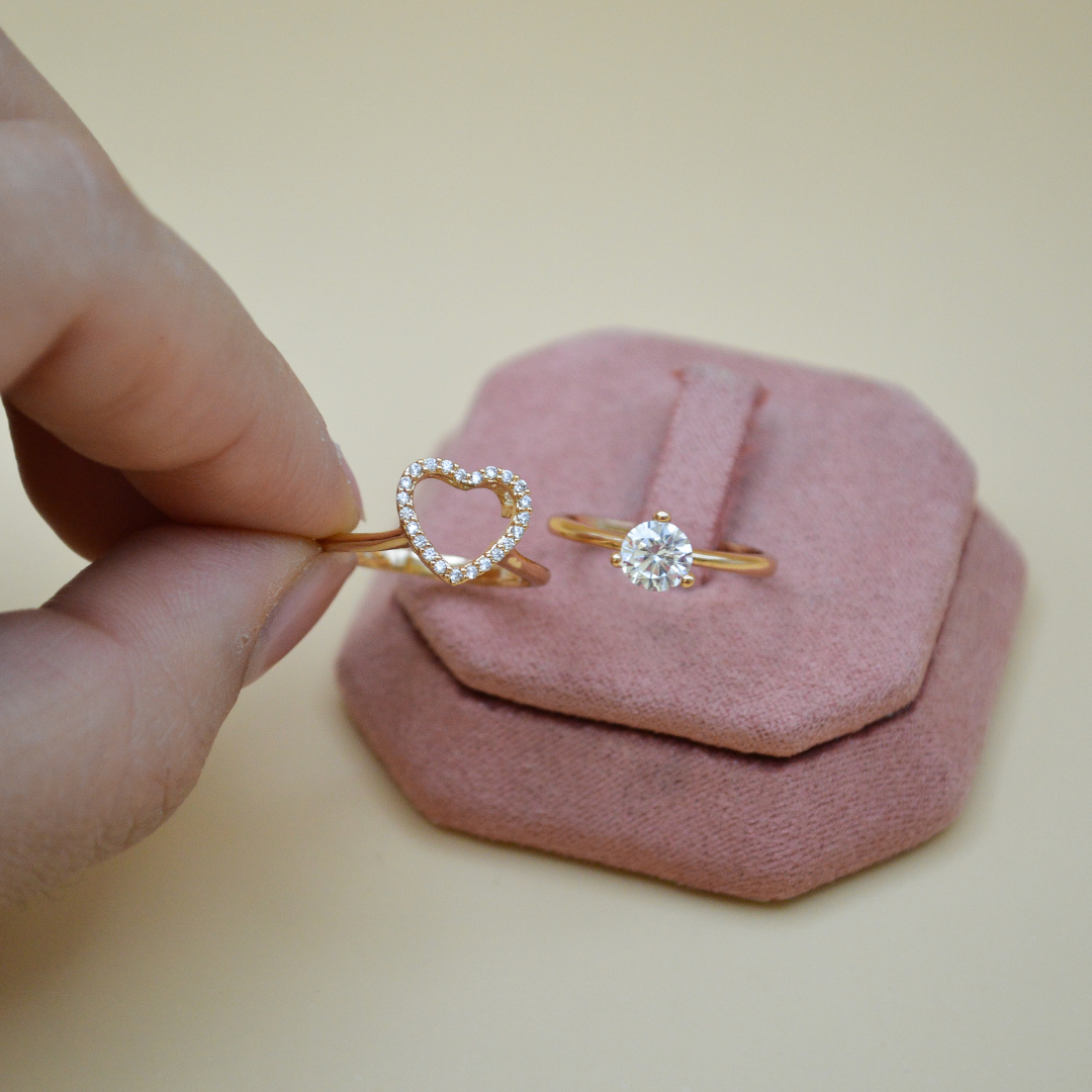 Dúo anillos corazón zirconias
