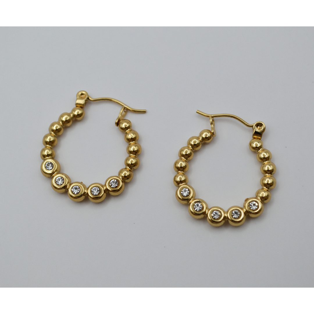 Arracadas bolitas con zirconias acero inoxidable