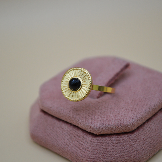 Anillo piedra negra ajustable