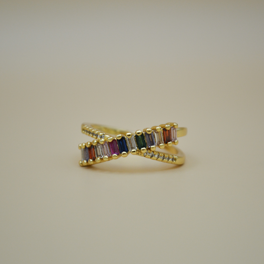 Anillo entrelazado zirconias colorful