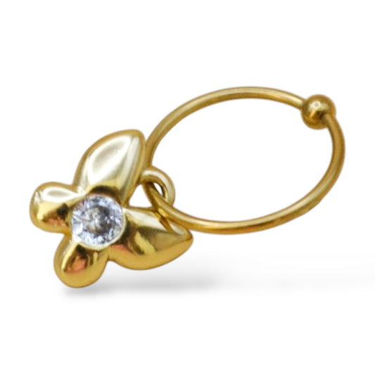 Piercing mariposa zirconia al centro