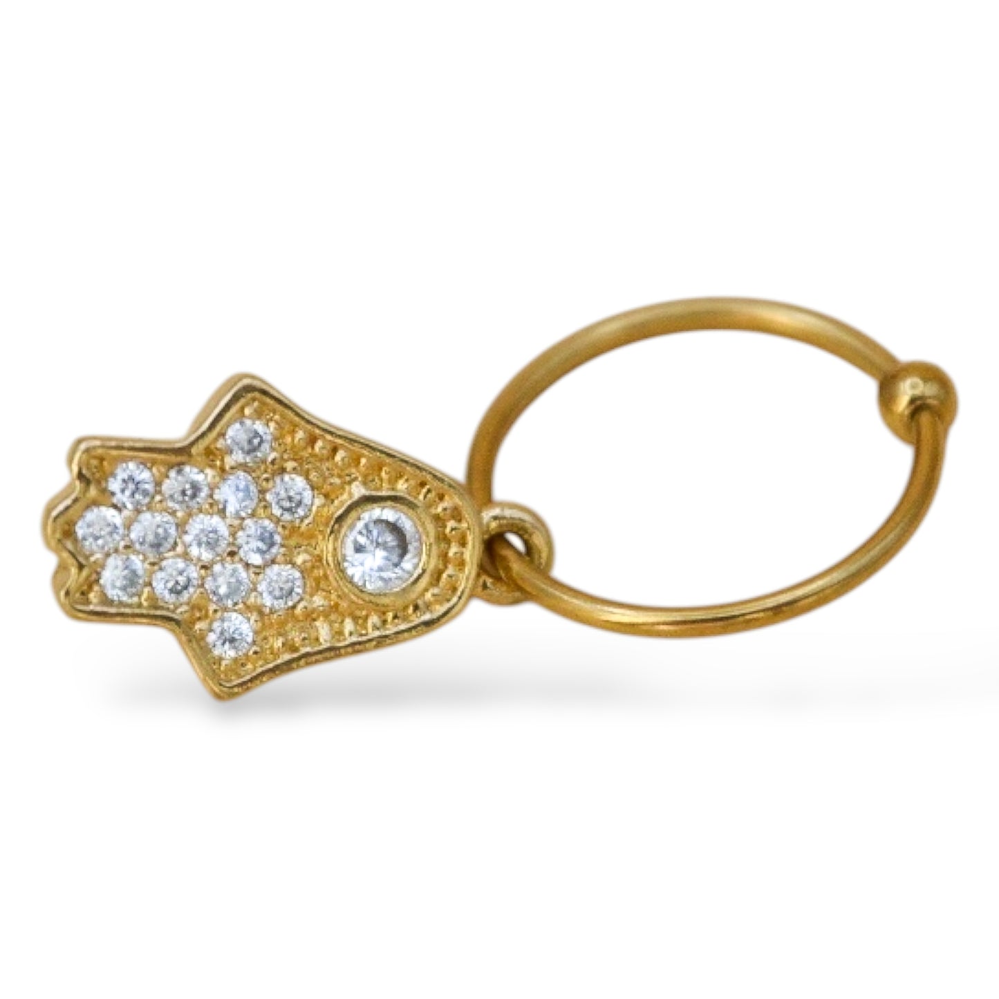 Piercing mano de Fátima zirconias