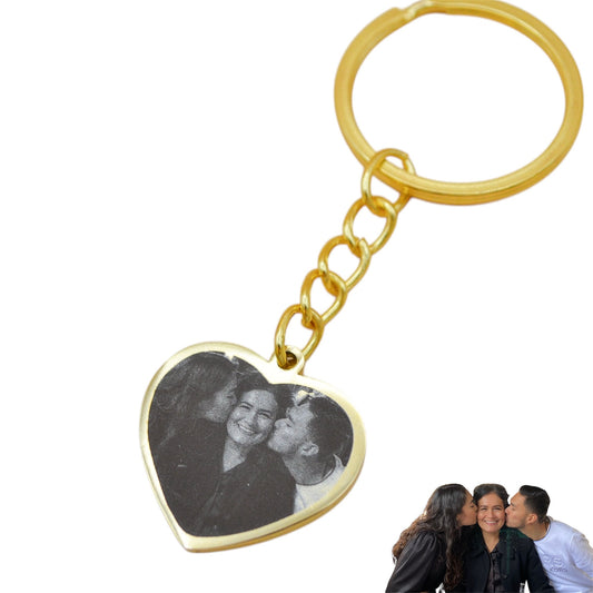 Collar o llavero corazón personalizado con fotograbado y/o texto